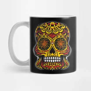 Colorful Red Sugar Skull Art with Yellow Makeup Mug